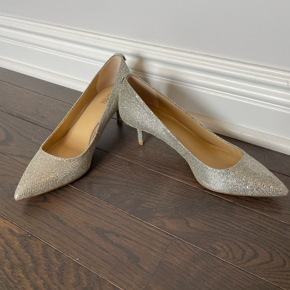 Michael Kors silver and sparkle heels